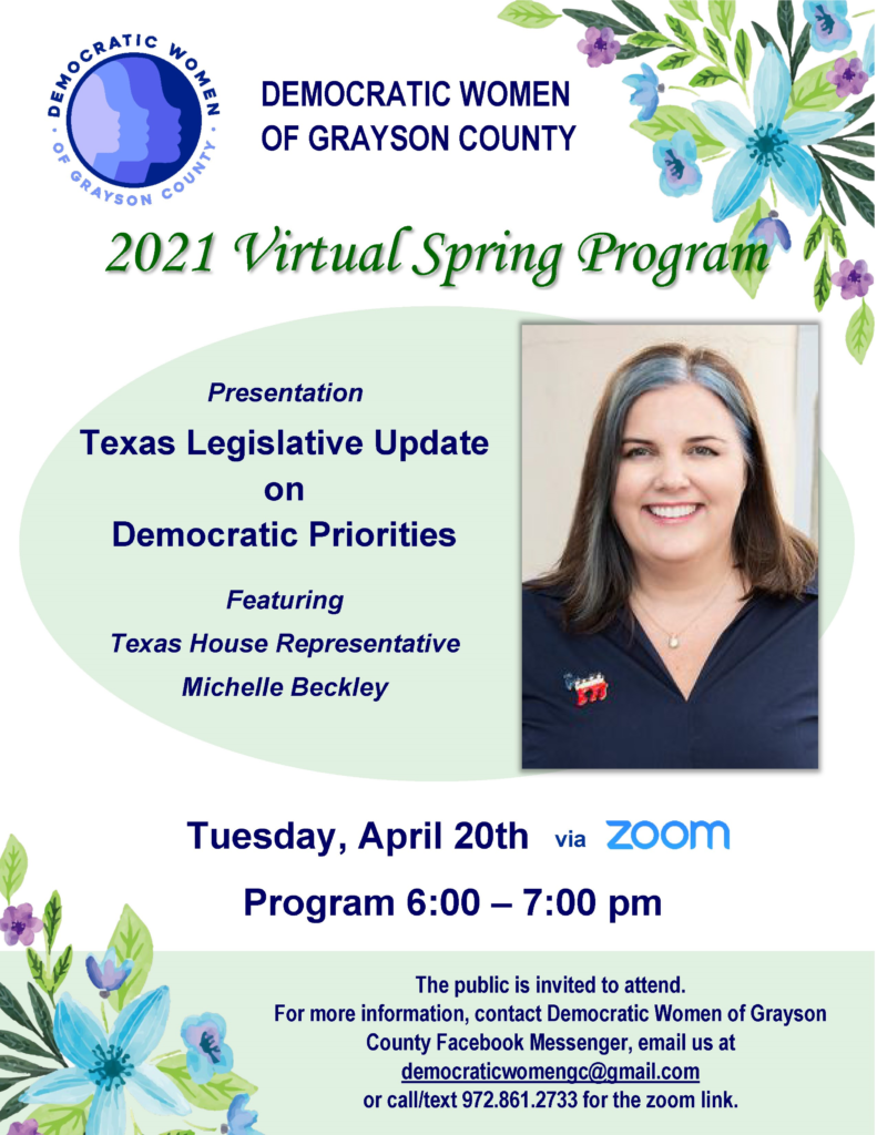 Democratic Women of Grayson County Texas present Texas Representative Michelle Beckley